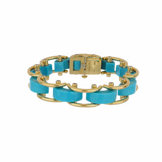 Aletto Brothers 18K Gold Turquoise Bridge Bracelet with Diamonds
