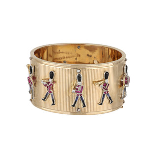Retro Two-Tone 14K Gold Grenadier Guard Bangle Bracelet