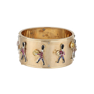 Retro Two-Tone 14K Gold Grenadier Guard Bangle Bracelet