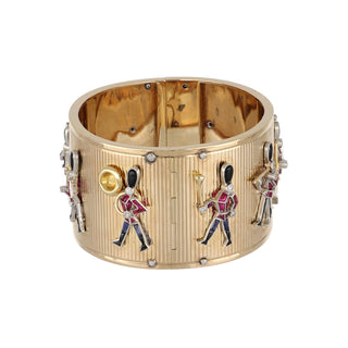 Retro Two-Tone 14K Gold Grenadier Guard Bangle Bracelet