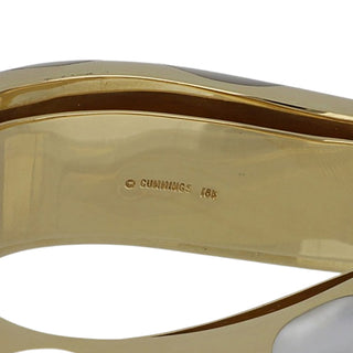 Vintage 1970s Angela Cummings 18K Gold Mother Of Pearl Bangle Bracelet
