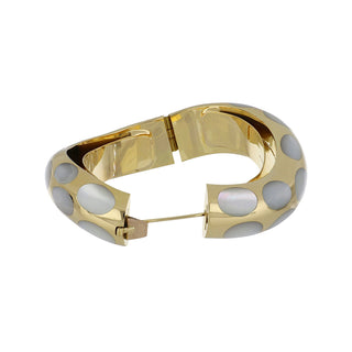Vintage 1970s Angela Cummings 18K Gold Mother Of Pearl Bangle Bracelet