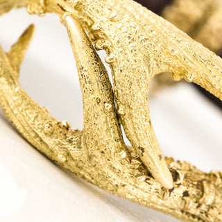 Estate French 18K Gold Antler Wood Bangle Bracelet
