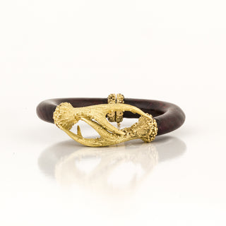 Estate French 18K Gold Antler Wood Bangle Bracelet