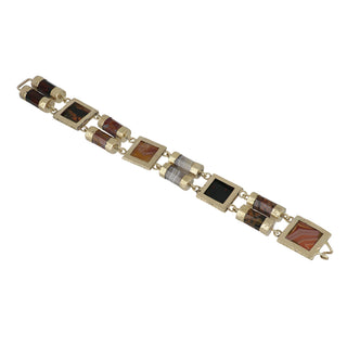 Victorian 14K Gold Scottish Agate Link Bracelet