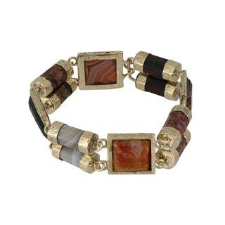 Victorian 14K Gold Scottish Agate Link Bracelet