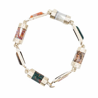 Victorian 14K Gold Scottish Agate Link Bracelet