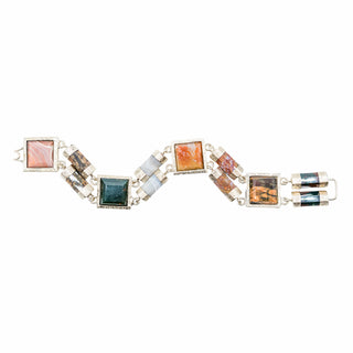 Victorian 14K Gold Scottish Agate Link Bracelet