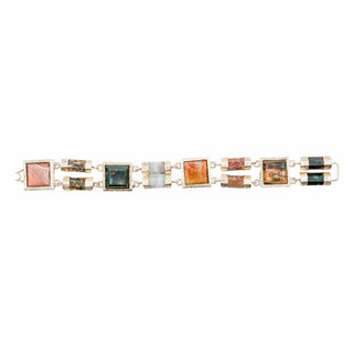 Victorian 14K Gold Scottish Agate Link Bracelet