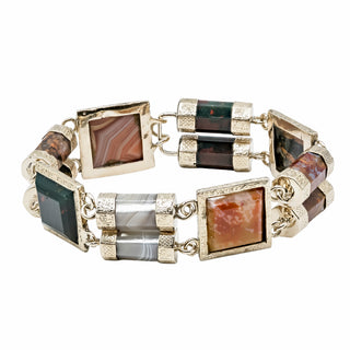 Victorian 14K Gold Scottish Agate Link Bracelet