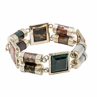 Victorian 14K Gold Scottish Agate Link Bracelet
