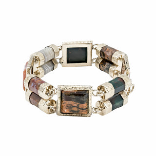 Victorian 14K Gold Scottish Agate Link Bracelet