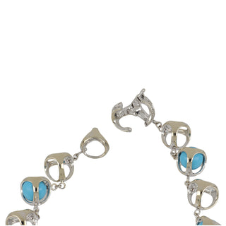 Estate Di Modolo 18K White Gold Turquoise Link Bracelet