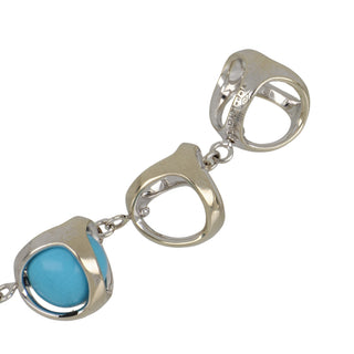 Estate Di Modolo 18K White Gold Turquoise Link Bracelet