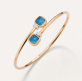 Pomellato 18K Rose Gold London Blue Topaz Nudo Mini Bangle