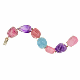 Vintage Seaman Schepps 14K Gold Multi-Gem Pebble Bracelet