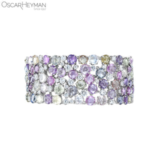 Oscar Heyman Platinum Multi-Colored Unheated Sapphire Cobblestone Bracelet