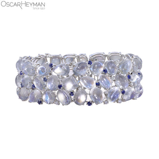 Oscar Heyman Platinum Moonstone Cobblestone Bracelet with Diamonds and Sapphires