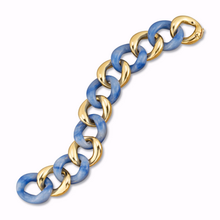 Seaman Schepps 18K Classic Medium Link Bracelet in Blue Aventurine