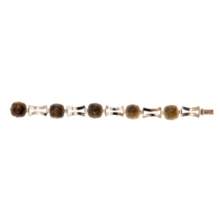 Retro 1940s 14K Gold Sugarloaf Smoky Quartz Link Bracelet