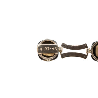 Retro 1940s 14K Gold Sugarloaf Smoky Quartz Link Bracelet
