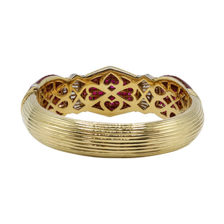 Estate 18K Gold Ruby & Diamond Invisible-Set Bangle Bracelet