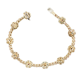 Estate Pasquale Bruni 18K Gold Multi Gemstone Flower Bracelet