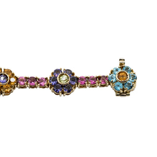 Estate Pasquale Bruni 18K Gold Multi Gemstone Flower Bracelet
