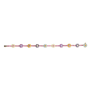 Estate Pasquale Bruni 18K Gold Multi Gemstone Flower Bracelet