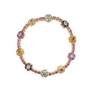 Estate Pasquale Bruni 18K Gold Multi Gemstone Flower Bracelet