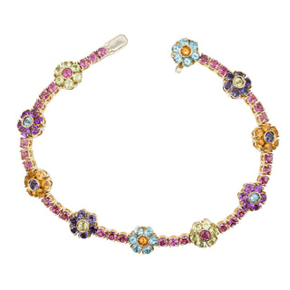Estate Pasquale Bruni 18K Gold Multi Gemstone Flower Bracelet