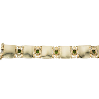 Estate Paul Lantuch 18K Gold Engraved Link Tourmaline Bracelet