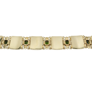 Estate Paul Lantuch 18K Gold Engraved Link Tourmaline Bracelet
