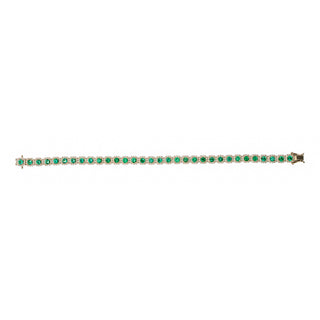 Estate Fana 14K Gold Emerald & Diamond Line Bracelet