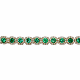 Estate Fana 14K Gold Emerald & Diamond Line Bracelet