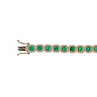 Estate Fana 14K Gold Emerald & Diamond Line Bracelet
