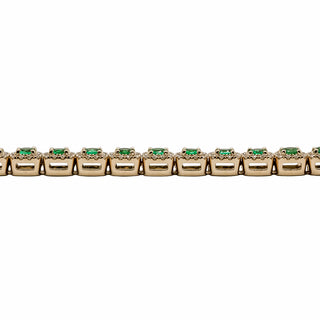 Estate Fana 14K Gold Emerald & Diamond Line Bracelet
