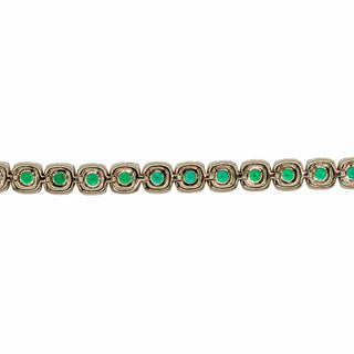 Estate Fana 14K Gold Emerald & Diamond Line Bracelet