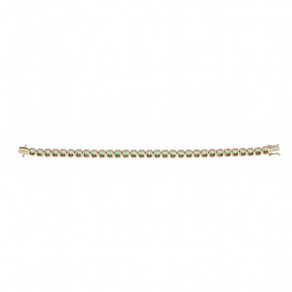 Estate Fana 14K Gold Emerald & Diamond Line Bracelet