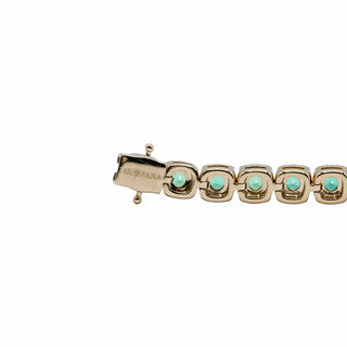 Estate Fana 14K Gold Emerald & Diamond Line Bracelet