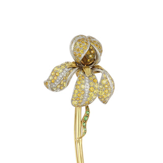 Vintage Tiffany & Co. Two-Tone Yellow Sapphire, Tsavorite Garnet & Diamond Iris Brooch