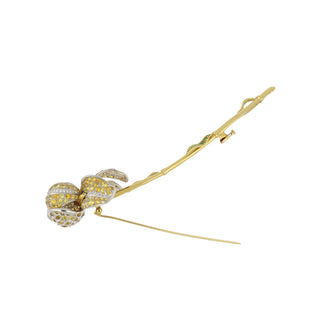Vintage Tiffany & Co. Two-Tone Yellow Sapphire, Tsavorite Garnet & Diamond Iris Brooch