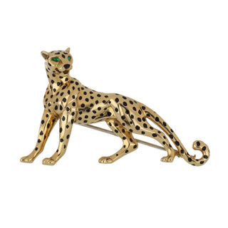 Vintage Cartier 18K Gold Enamel Panther Pin