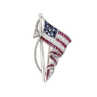 Estate Oscar Heyman Platinum American Flag Pin