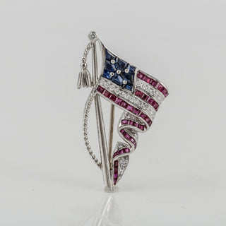 Estate Oscar Heyman Platinum American Flag Pin