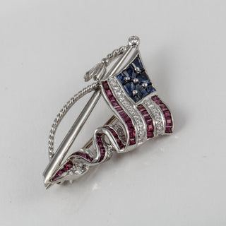 Estate Oscar Heyman Platinum American Flag Pin