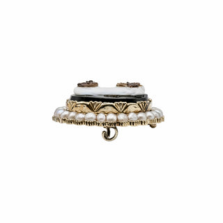 Victorian 14K Gold Agate Cameo Pin/Pendant with Pearls