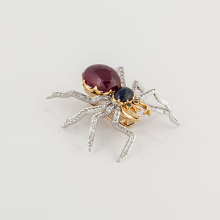 Estate 14K Gold Gemset Spider Brooch