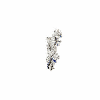 Retro 1950s Platinum Sapphire & Diamond Spray Pin