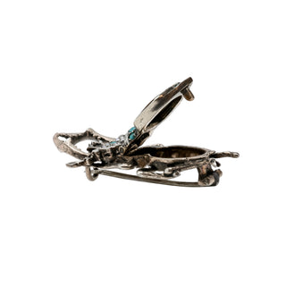 Victorian Silver Carved Mother-of-Pearl Beetle Pin